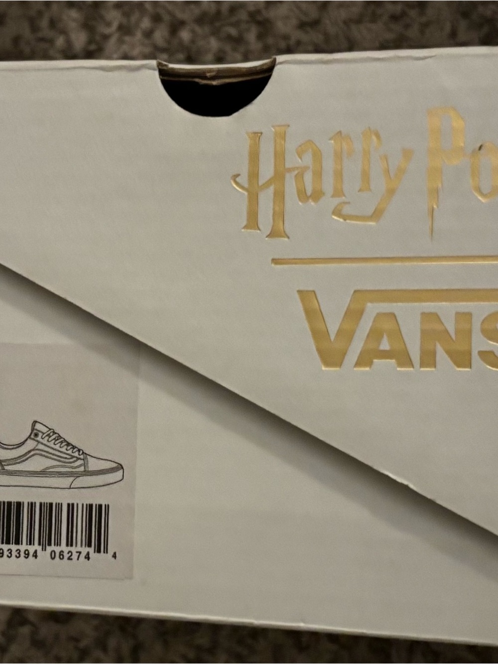 Vans Kids Sneakers - White with Gold Logo Box Art